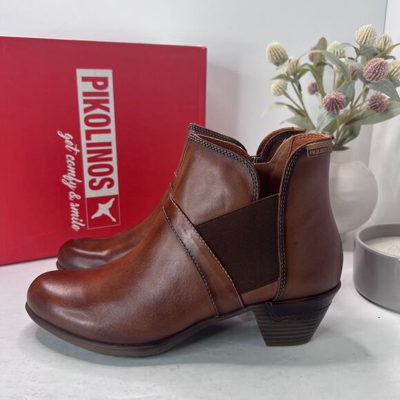 Pikolinos Rotterdam Leather Ankle Booties 902-8932 Brown Women 10.5/EU 41 NWB - Picture 1 of 11